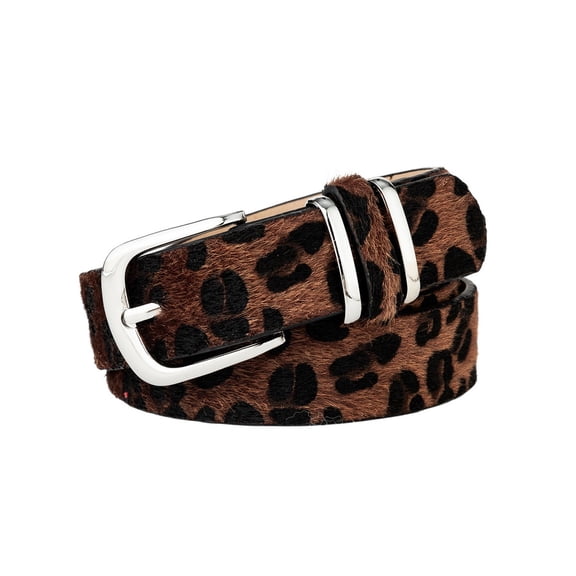 SWSMCLT Women's Metal Adjustable Belts Faux Leather Metal Buckle Winter Summer Belt Loops Belts Groove Belt Fashion Leopard X-Small-Large