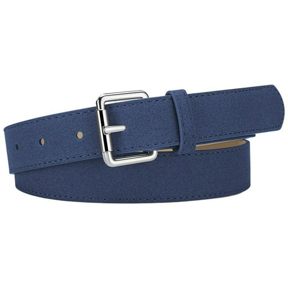 SWSMCLT Women's Metal Belt Buckle Adjustable Belts Fall Basic Spring Regular Fit Fashion Medium Faux Leather Navy X-Small-Large
