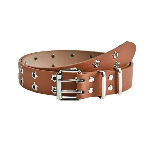 SWSMCLT Women's Metal Belt Fashion Groove Belt Adjustable Belts Studded Buckle Renaissance Thick Steampunk Umber X-Small-Large