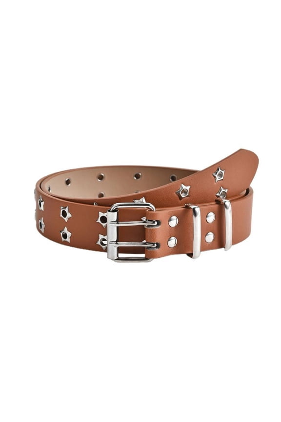 Women's Metal Belt Fashion Groove Belt Adjustable Belts Studded Buckle Renaissance Thick Steampunk Umber X-Small-Large