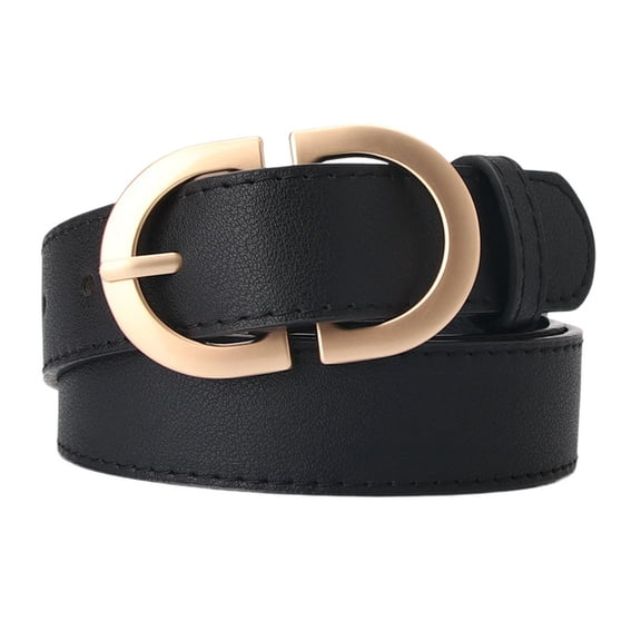 SWSMCLT Women's Metal Belt Fashion Metal Buckle Spring Winter Classic Groove Belt Adjustable Belts Casual Black X-Small-Large