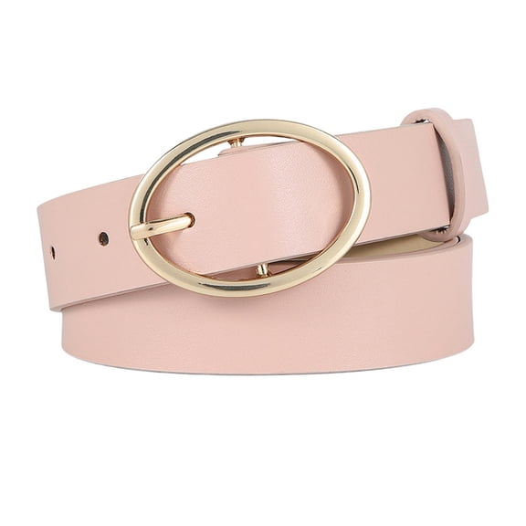 SWSMCLT Women's Metal Belt Round Summer Metal Buckle Faux Leather Date Night Belt For Dress Adjustable Belts Fashion Pink X-Small-Large
