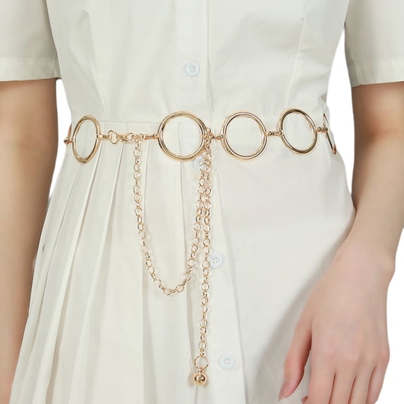 SWSMCLT Women's Metal Belt Waist Dress Belts Skinny Belt Chunky Rhinestone Buckle Gold Waistband Style11 One Size