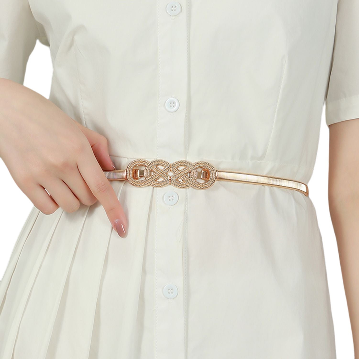 SWSMCLT Women's Metal Belt Waist Dress Belts Skinny Belt Chunky