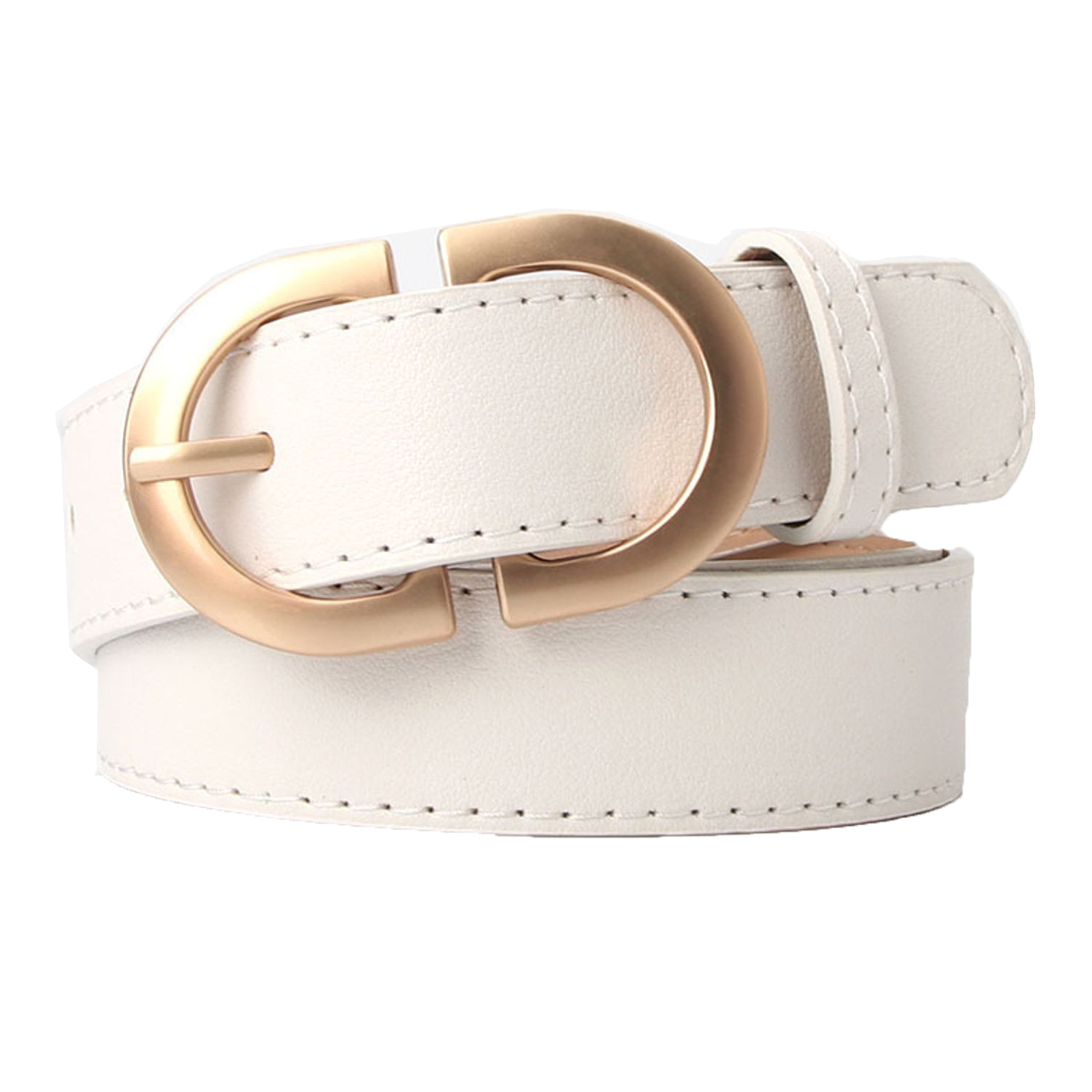 7975 White Belt For Women Metal Ring Buckle Strap Dresses Casual & Formal Falari Canvas Web Belt Metal Double D Ring Buckle for Men  main image 2