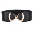 thumbnail image 1 of SWSMCLT Women's Metal Buckle Metal Webbed Belt Faux PU Leather Belt Fashion Black One Size, 1 of 1
