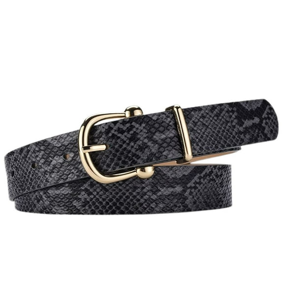 SWSMCLT Women's Metal D Ring Fall Medium Basic Spring Faux Leather Belt Buckle Metal Buckle Casual Regular Fit Grey Small-Large