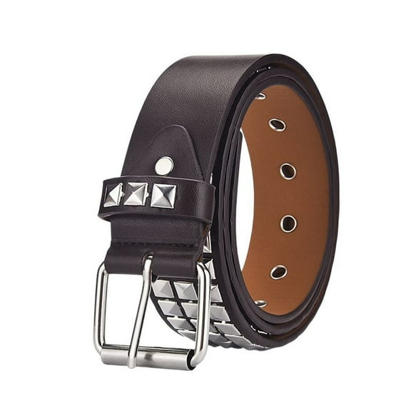 SWSMCLT Women's Metal Studded Belt Steampunk Halloween Buckle Adjustable Metal Buckle Riding Ratchet Belt Coffee Small-X-Large