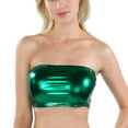 thumbnail image 1 of SWSMCLT Women's Metallic Crop Tops Bandeau Tube Top Soft Shiny Strapless Rave Halloween Sexy Smooth Fitted Green X-Large, 1 of 4