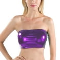 thumbnail image 1 of SWSMCLT Women's Metallic Crop Tops Bandeau Tube Top Soft Shiny Strapless Rave Halloween Sexy Smooth Fitted Purple Large, 1 of 1