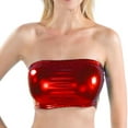 thumbnail image 1 of SWSMCLT Women's Metallic Crop Tops Bandeau Tube Top Soft Shiny Strapless Rave Halloween Sexy Smooth Fitted Red Small, 1 of 1