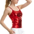 thumbnail image 1 of SWSMCLT Women's Metallic Tank Top Sexy Cami Shirt Summer Halloween Fitted Sleeveless Party Short Fashion Stretch Camisole Red Medium, 1 of 4