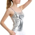 thumbnail image 1 of SWSMCLT Women's Metallic Tank Top Sexy Cami Shirt Summer Halloween Fitted Sleeveless Party Short Fashion Stretch Camisole Silver Medium, 1 of 4
