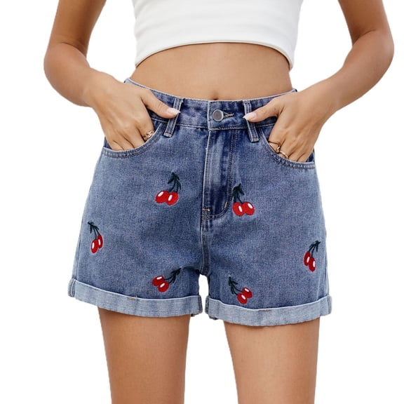 SWSMCLT Women's Mid Rise Denim Shorts Summer Zipper Regular Fit Shorts Casual Shorts Pocket Comfy Jean Casual Blue Large