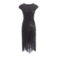 thumbnail image 1 of SWSMCLT Women's Midi Bodycon Dresses Homecoming Dress Sequin Evening Gown Fall Vintage Black Medium, 1 of 2