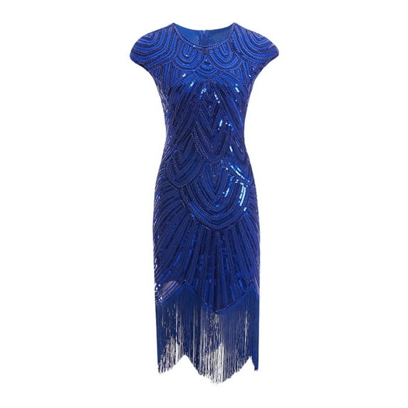 SWSMCLT Women's Midi Bodycon Dresses Homecoming Dress Sequin Evening Gown Fall Vintage Blue Small