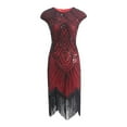 thumbnail image 1 of SWSMCLT Women's Midi Bodycon Dresses Homecoming Dress Sequin Evening Gown Fall Vintage Rouge Noir X-Large, 1 of 2