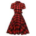 thumbnail image 1 of SWSMCLT Women's Midi Dress Summer1950s 60s 50s Dresses Date Night Fitted Ruched High Waist Fashion Vintage Sundress Rouge Noir Medium, 1 of 3