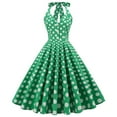 thumbnail image 1 of SWSMCLT Women's Midi Dresses Long Swing Casual Vintage Sundress Fitted Halter Swing Dress Date Night High Waist Green Large, 1 of 4