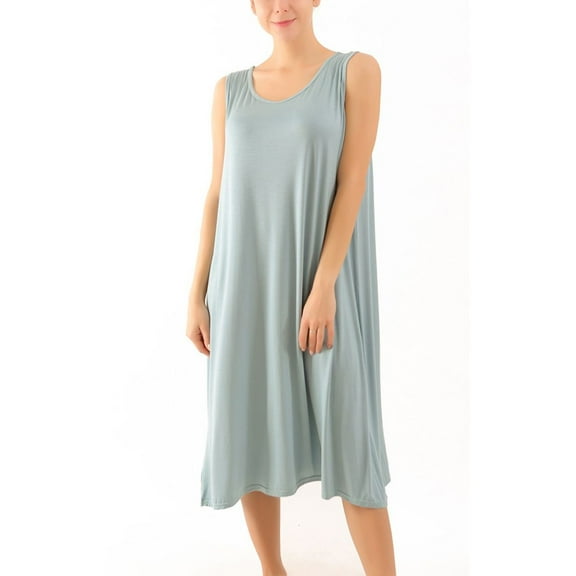 SWSMCLT Women's Midi Loungewear Nightgown Baggy Basic Cool Comfy Classic Elasthane Night Gown Billowy Lounge Dress Casual Light Blue XX-Large