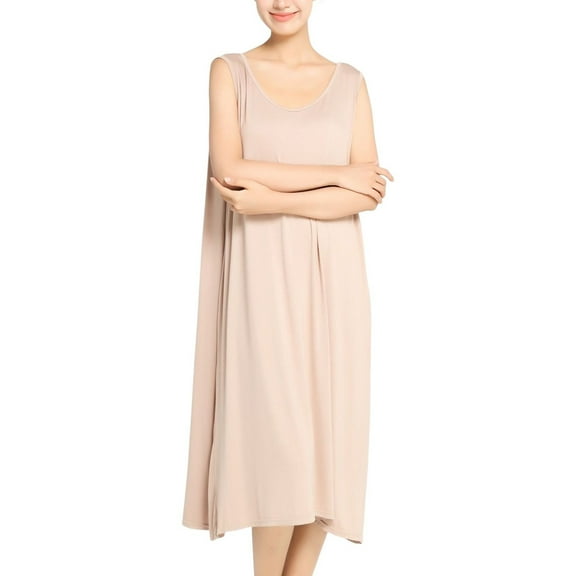 SWSMCLT Women's Midi Loungewear Nightgown Baggy Basic Cool Comfy Classic Elasthane Night Gown Billowy Lounge Dress Casual Nude XX-Large