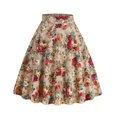 thumbnail image 1 of SWSMCLT Women's Midi Skirt Vintage High Waist Peasant Floral Printed Summer Pleated Cotton Casual Fall Fashion Basic Apricot X-Large, 1 of 4