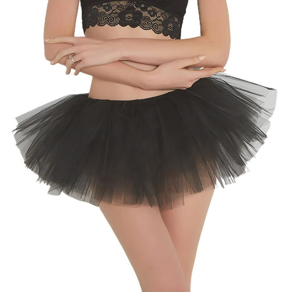 SWSMCLT Women's Mini Tutu Skirt Summer Layered Short Party Ballet Pancake Dance Sexy Clown Bubble Tulle Skirt Black Small-X-Large