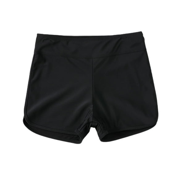 SWSMCLT Women's Modest Swim Shorts Slimming Stretch Bathing Suit Board Shorts Beach Side Split Swimming Boyleg Mid Rise Black Small