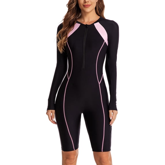 SWSMCLT Women's One Piece Swimsuit Beach Slimming Curvy One Piece Swimsuit Modest Rash Guard Long Sleeve Summer Style2 Large