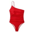 thumbnail image 1 of SWSMCLT Women's One Piece Swimsuit One Shoulder Swimming Ruched Bathing Suit Beach Swimwear Slimming Spandex Red Small, 1 of 1