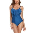 thumbnail image 1 of SWSMCLT Women's One Piece Swimsuit Padded Swimming Slimming Ruched Spaghetti Strap Swimwear Sexy Swimsuit Ruffle Blue 10, 1 of 4