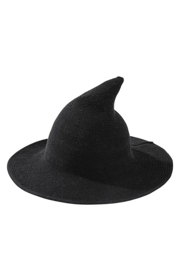 Women's Outfit Hat Knit Dance Warm Wizard Hat Halloween Hat Witch Witches Acrylic Soft Fall Classic Winter Cap Black One Size