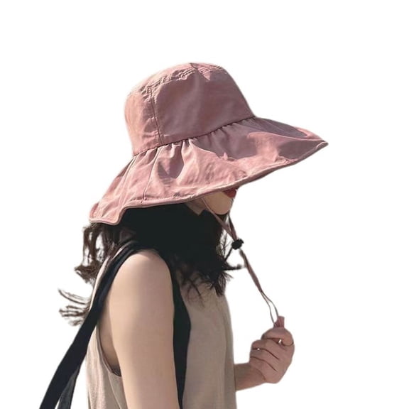 SWSMCLT Women's Packable Sun Hat Cotton UPF UV Protection Vacation Travel Floppy Hats Wide Brim Sun Cap Pool Beach Hat Foldable Summer Visor Camp Pink One Size