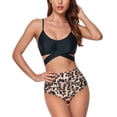 thumbnail image 1 of SWSMCLT Women's Padded Beach Push Up High Waisted Sexy Bikini Set Cutout Bathing Suit Twist Front Swimsuit Black Medium, 1 of 3