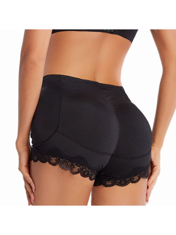 Women's Padded Hip Enhancer Body Shaper Shorts Lace Hip Dip Postpartum Thigh & Butt Lifter Butt Lifting Shapewear Underwear Black Medium