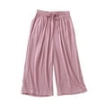 thumbnail image 1 of SWSMCLT Women's Pajama Bottom Breathable Nightwear Chic Pj Capri Fall Home Comfy Modest Medium Waist Dark Pink Large, 1 of 1