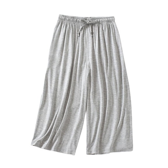 SWSMCLT Women's Pajama Bottom Breathable Nightwear Chic Pj Capri Fall Home Comfy Modest Medium Waist Light Grey Small
