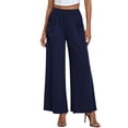 thumbnail image 1 of SWSMCLT Women's Palazzo Pants Baggy Lounge Ankle Spandex Pleated Thin Casual Pants Trousers Lightweight Blue 18, 1 of 4