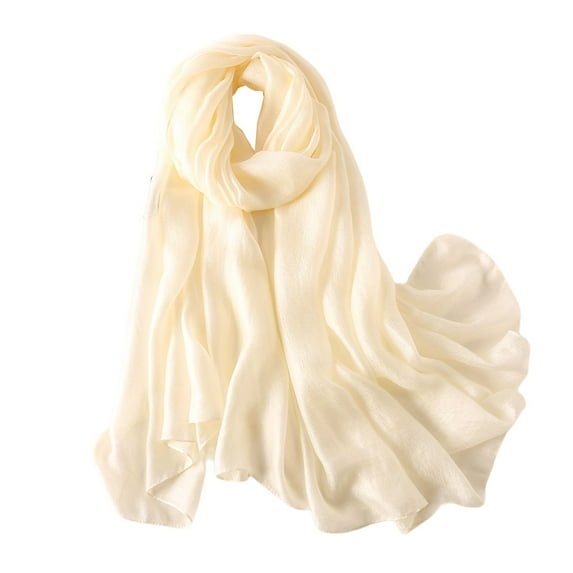 SWSMCLT Women's Pashmina Scarves & Wraps Lightweight Silky Thin Summer Scarf Basic Solid Soft Shawl Casual Pashmina Beige One Size