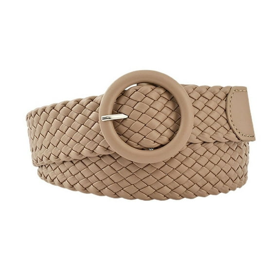 SWSMCLT Women's Patent Leather Web Belt Fashion Buckle Cute Fabric Belt Braided Belt Travel Casual Summer Khaki One Size