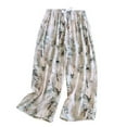 thumbnail image 1 of SWSMCLT Women's Pj Sleep Bottoms Pajama Capri Lounge Pants Chic Printed Sleeping Bottoms Cropped Cool Elastic Band Light Comfy Oversize Style11 Large, 1 of 1