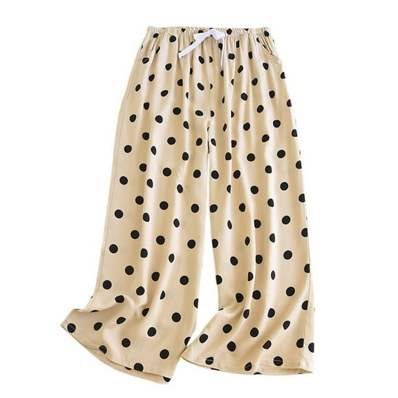 SWSMCLT Women's Pj Sleep Bottoms Pajama Capri Lounge Pants Chic Printed Sleeping Bottoms Cropped Cool Elastic Band Light Comfy Oversize Style13 Large