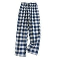 thumbnail image 1 of SWSMCLT Women's Plaid Pajamas Bottoms Printed Pj Sleep Pants Lightweight Soft Oversized Lounge Sleeping Navy Small, 1 of 2