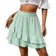 thumbnail image 1 of SWSMCLT Women's Pleated Short Skirt Cute Frilly Hem Tiered Mini Skirts Summer Textured High Waisted Casual Ruffle Fashion Elastic Waist Tulip Green Small, 1 of 4