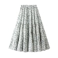 thumbnail image 1 of SWSMCLT Women's Pleated Skirt Cute LongA Line Calf Length Elastic Waist Peasant Ruffle Casual Fashion Spandex White Flower Small-Large, 1 of 4