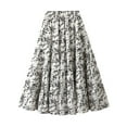 thumbnail image 1 of SWSMCLT Women's Pleated Skirt Cute LongA Line Calf Length Elastic Waist Peasant Ruffle Casual Fashion Spandex White Small-Large, 1 of 4
