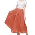 thumbnail image 1 of SWSMCLT Women's Pleated Skirt High Waisted Fall Smocked Beach Casual Holiday Long Summer Aline Layered Elastic Coral 14, 1 of 4