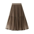 thumbnail image 1 of SWSMCLT Women's Pleated Tulle Skirt Calf Length Tulle Fall Spring Flowy Skirt A Line Summer Layered Elegant Khaki Small-Large, 1 of 4
