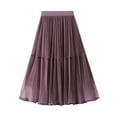 thumbnail image 1 of SWSMCLT Women's Pleated Tulle Skirt Calf Length Tulle Fall Spring Flowy Skirt A Line Summer Layered Elegant Purple Small-Large, 1 of 4