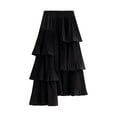 thumbnail image 1 of SWSMCLT Women's Pleated Tutu Skirt Ruffle Fashion Chiffon Skirt Bubble Skirt Cute Summer Casual Elastic Waist Black Small-X-Large, 1 of 4